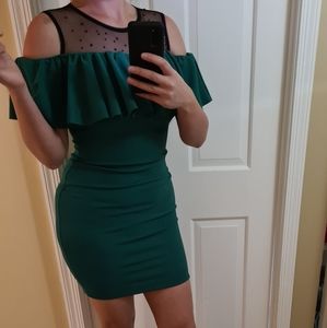 Green dress by romanian designer